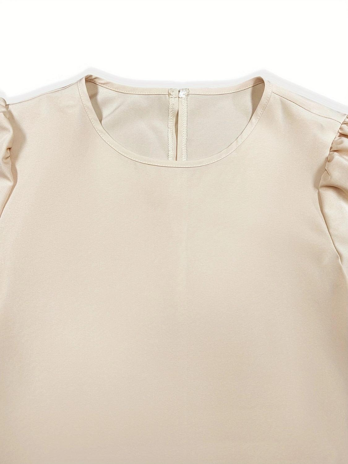Round Neck Short Sleeve Top and Tied Pants Set - Clothes For Her Online Store