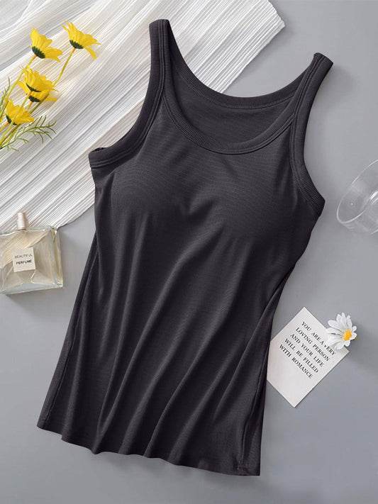 Round Neck Tank with Bra - Clothes For Her Online Store