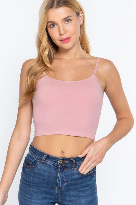 Round Neck W/removable Bra Cup Cotton Spandex Bra Top - Clothes For Her Online Store