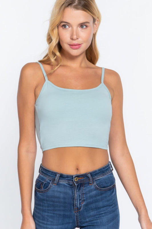 Round Neck W/removable Bra Cup Cotton Spandex Bra Top - Clothes For Her Online Store
