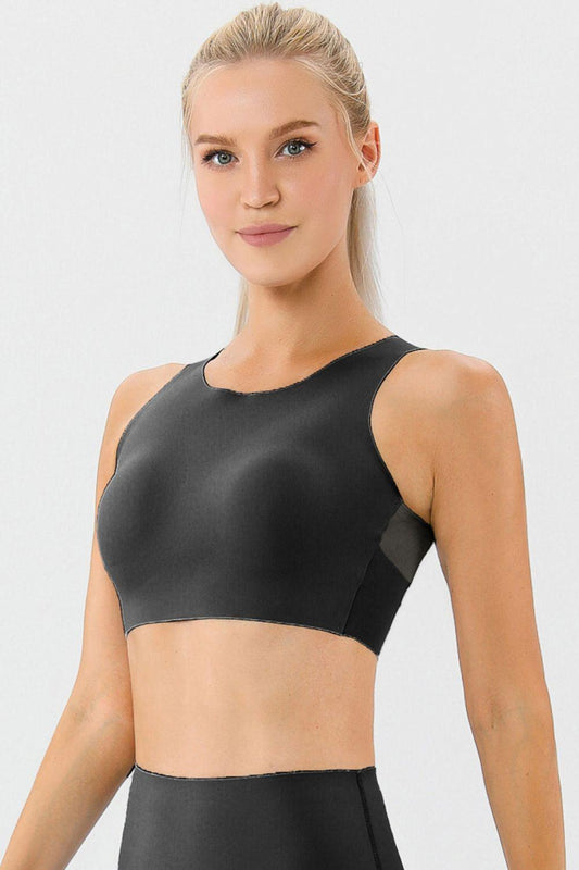 Round Neck Wide Strap Active Bra - Clothes For Her Online Store