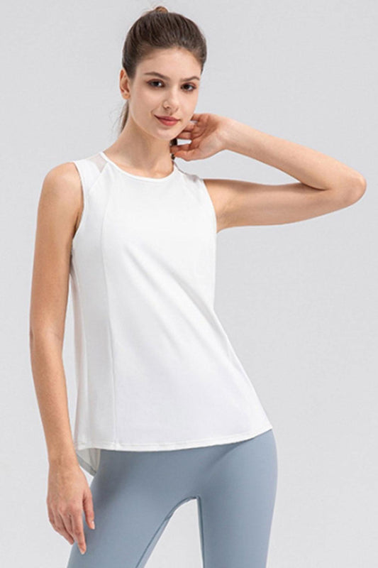 Round Neck Wide strap Active Tank - Clothes For Her Online Store