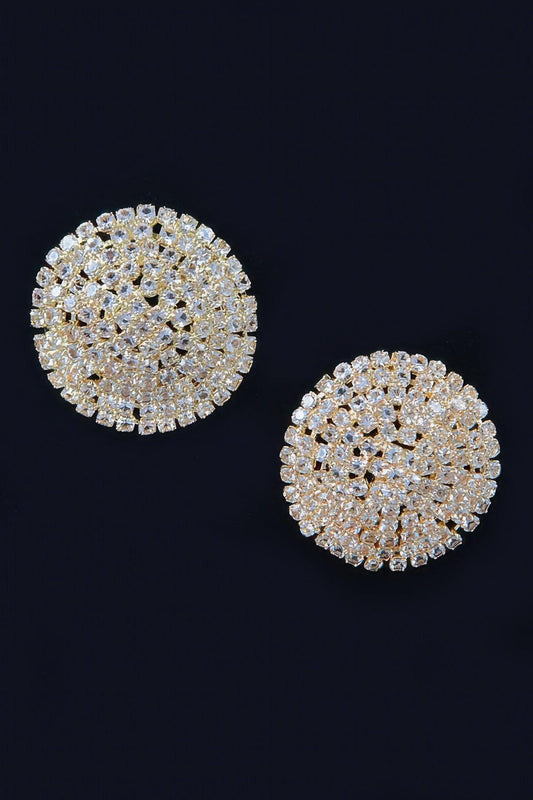 Round Shape Rhinestone Stud Earrings - Clothes For Her Online Store