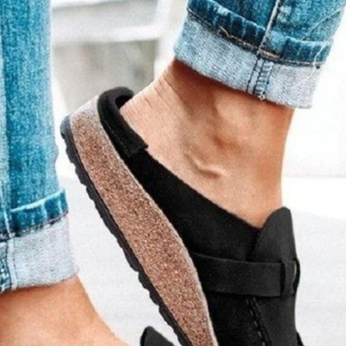 Round Toe Low Heel Buckle Loafers - Clothes For Her Online Store