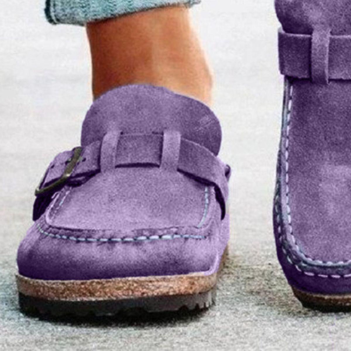Round Toe Low Heel Buckle Loafers - Clothes For Her Online Store
