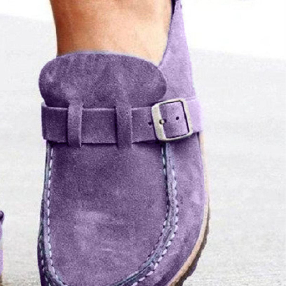 Round Toe Low Heel Buckle Loafers - Clothes For Her Online Store