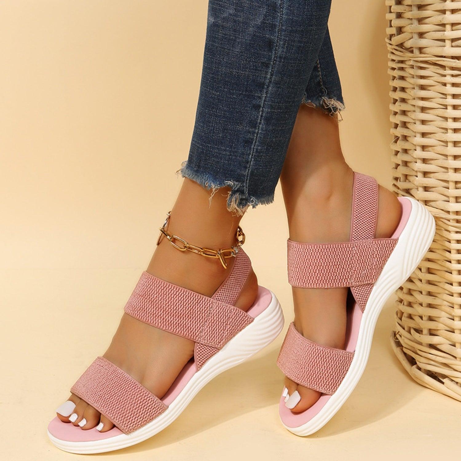 Rubber Open Toe Low Heel Sandals - Clothes For Her Online Store