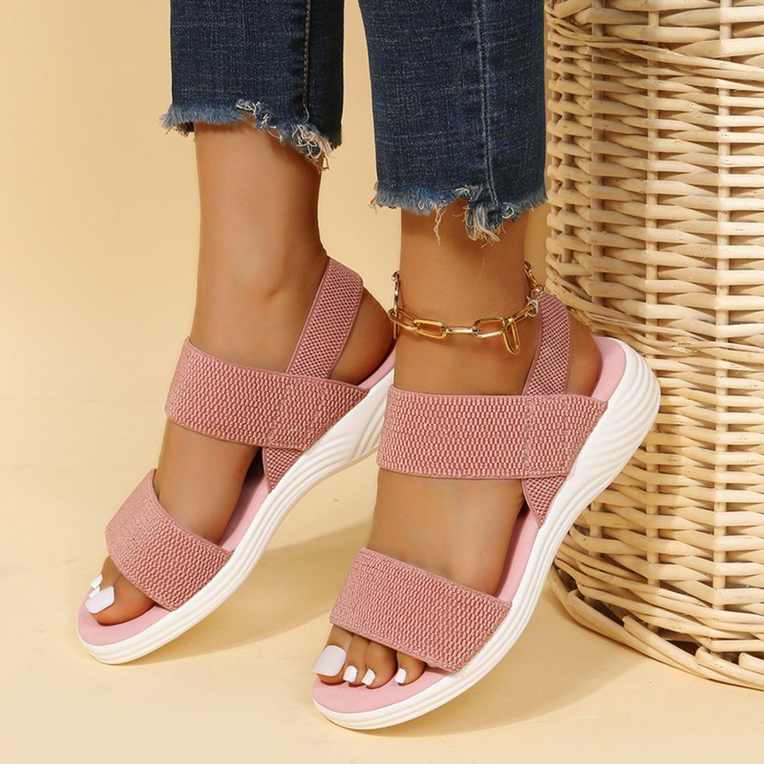 Rubber Open Toe Low Heel Sandals - Clothes For Her Online Store