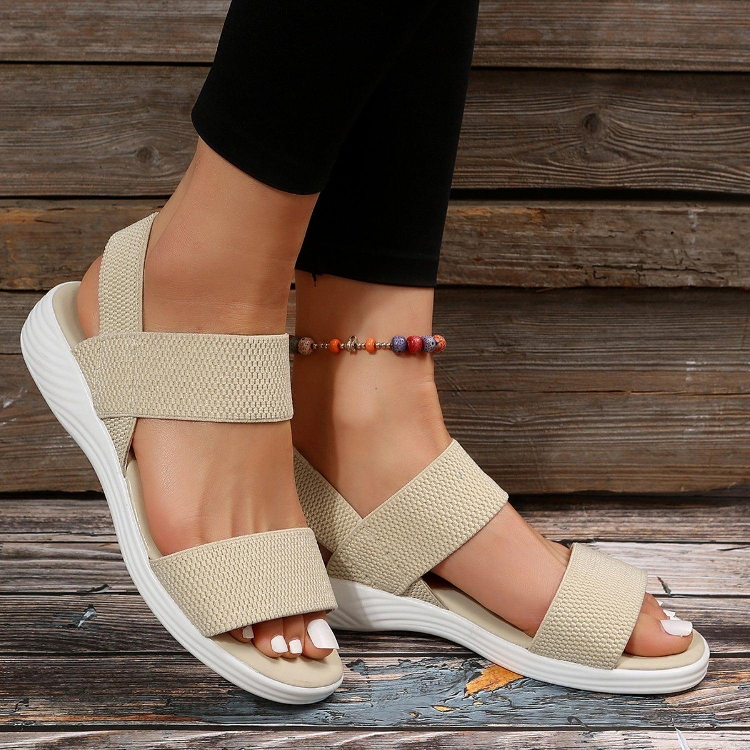 Rubber Open Toe Low Heel Sandals - Clothes For Her Online Store