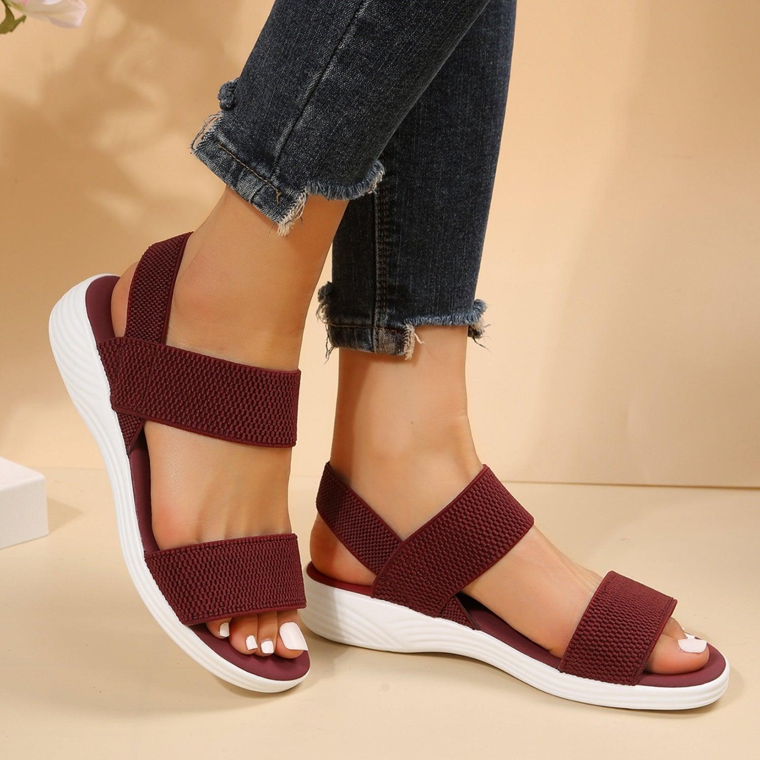 Rubber Open Toe Low Heel Sandals - Clothes For Her Online Store