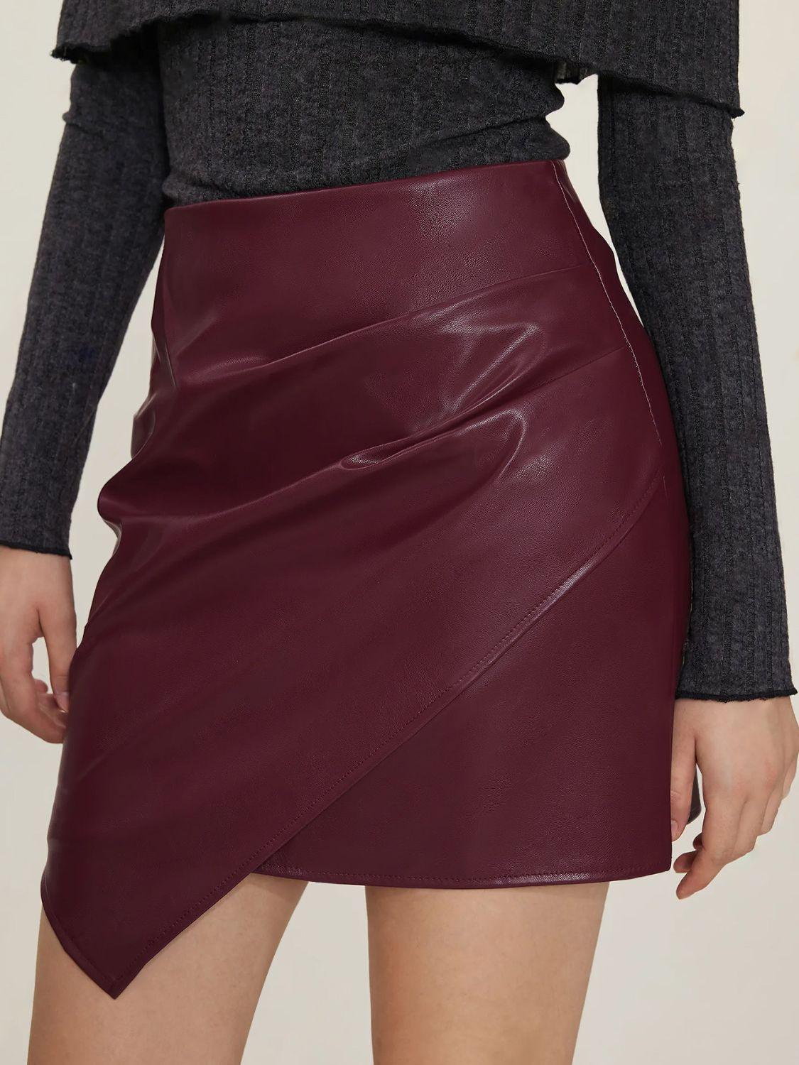 Ruched Mini Skirt with Zipper - Clothes For Her Online Store