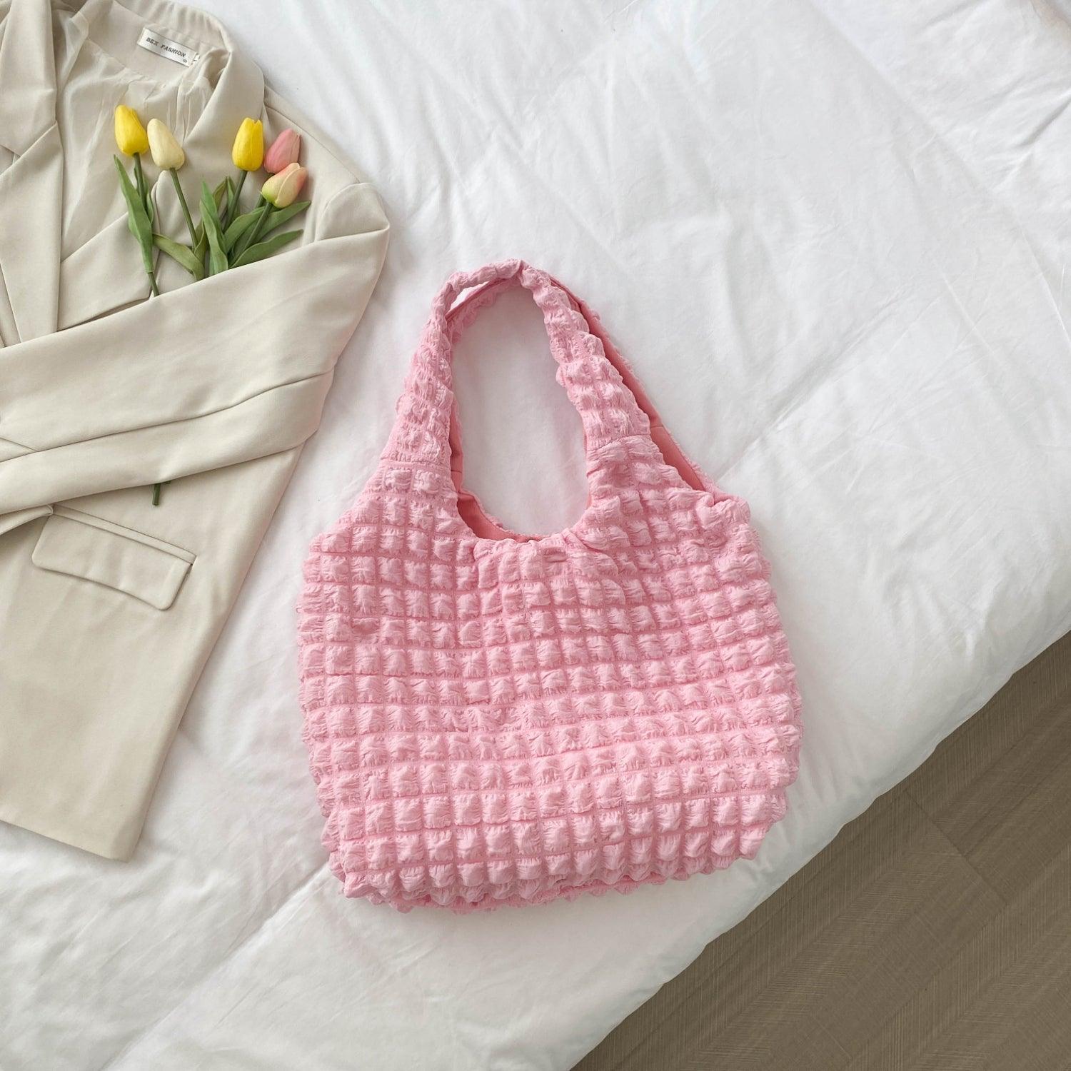 Ruched Polyester Large Handbag - Clothes For Her Online Store