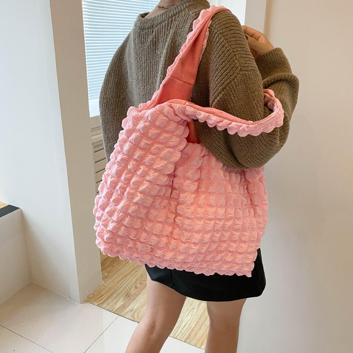Ruched Polyester Large Handbag - Clothes For Her Online Store