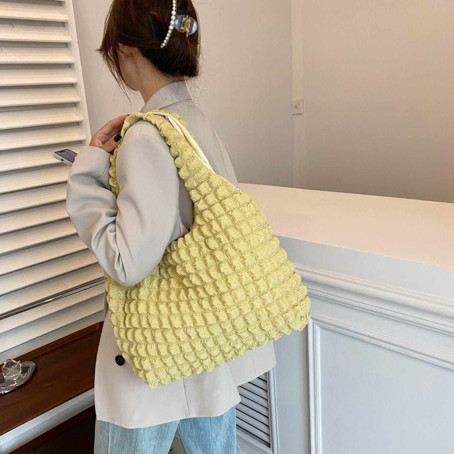 Ruched Polyester Large Handbag - Clothes For Her Online Store