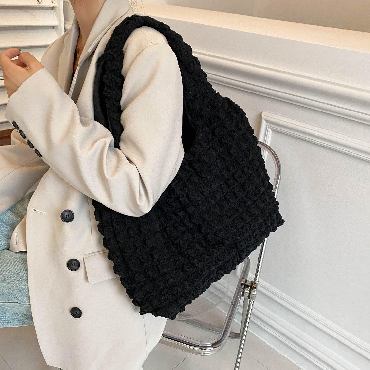 Ruched Polyester Large Handbag - Clothes For Her Online Store