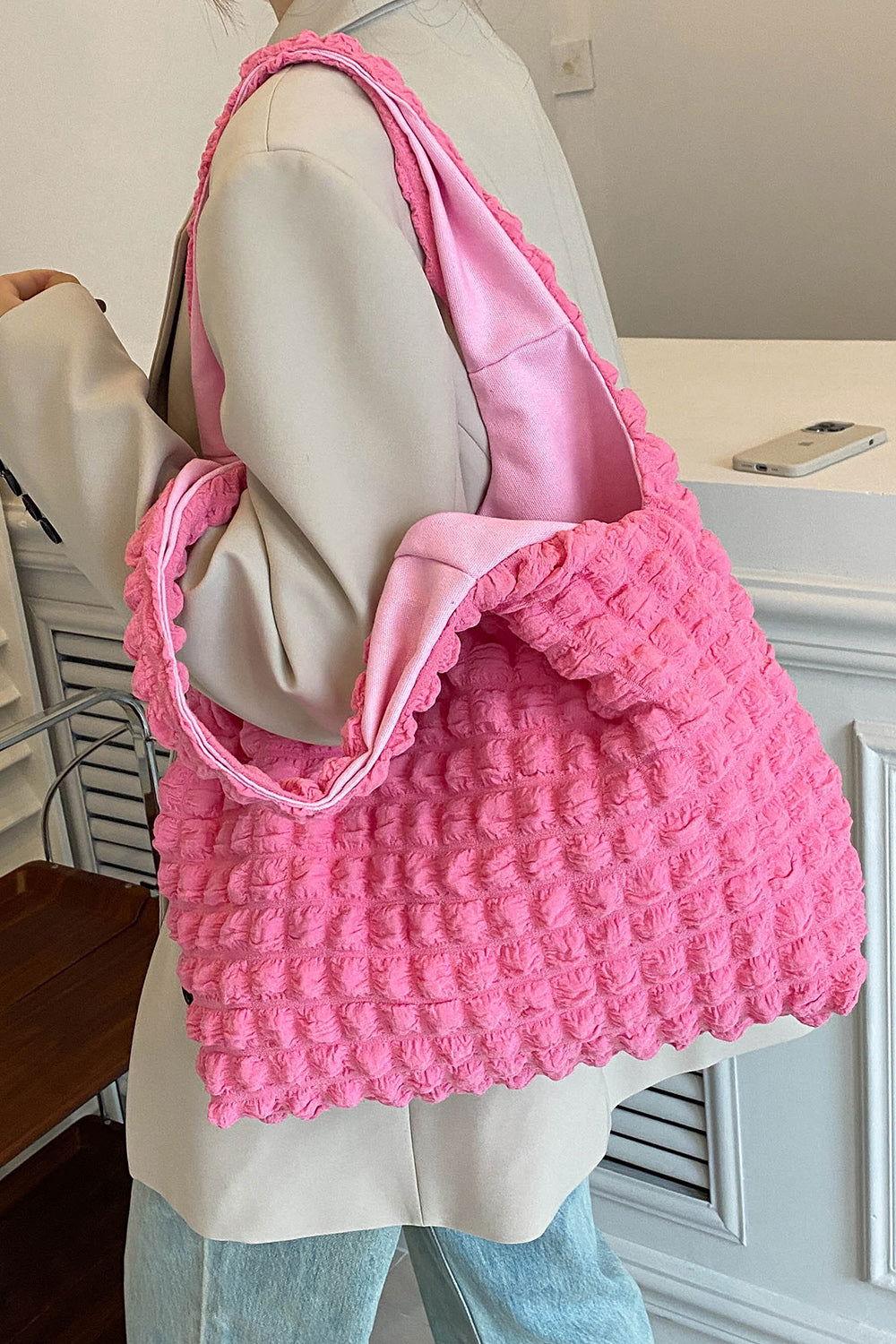 Ruched Polyester Large Handbag - Clothes For Her Online Store
