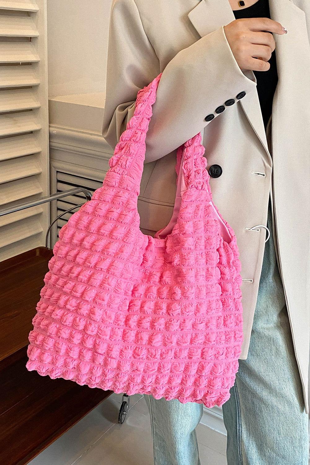 Ruched Polyester Large Handbag - Clothes For Her Online Store