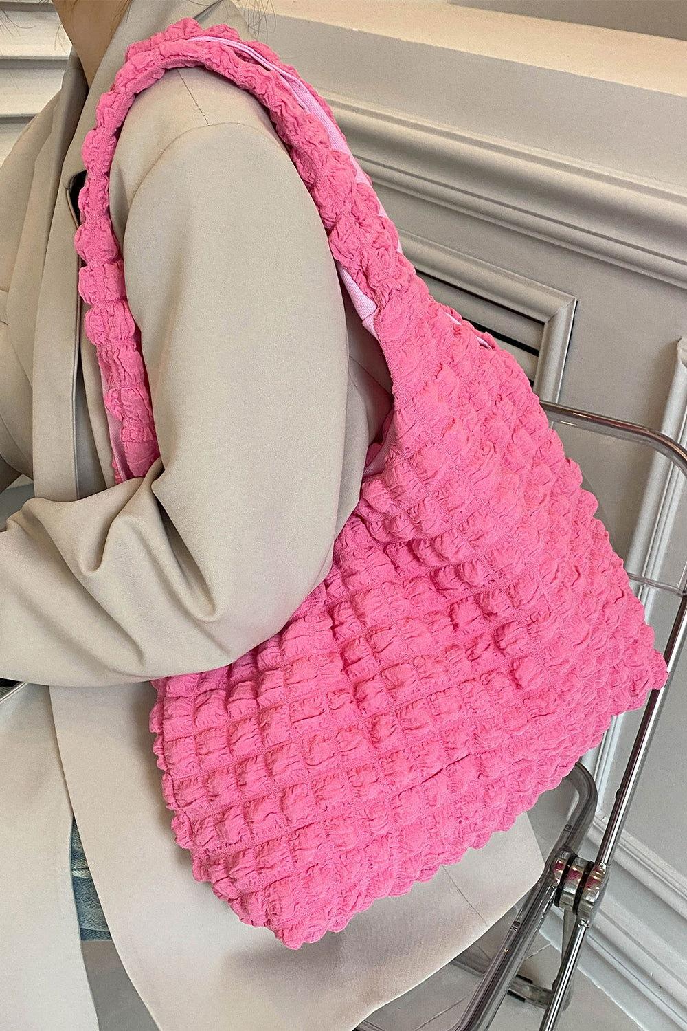Ruched Polyester Large Handbag - Clothes For Her Online Store