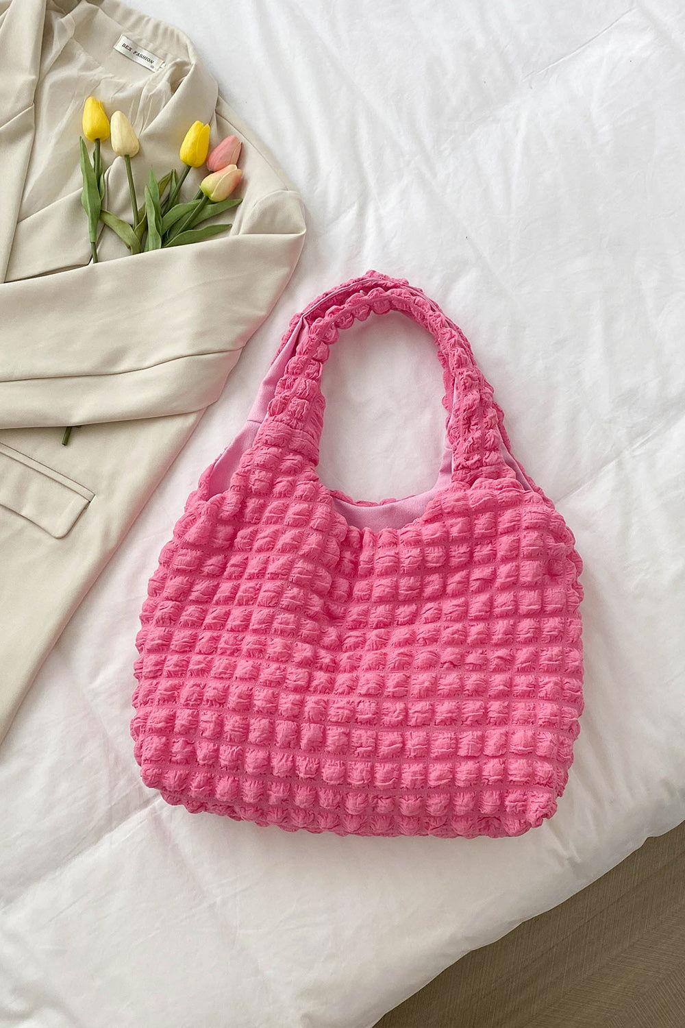 Ruched Polyester Large Handbag - Clothes For Her Online Store