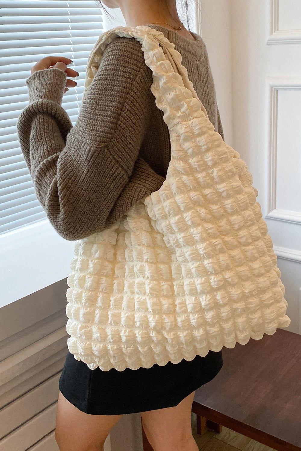 Ruched Polyester Large Handbag - Clothes For Her Online Store
