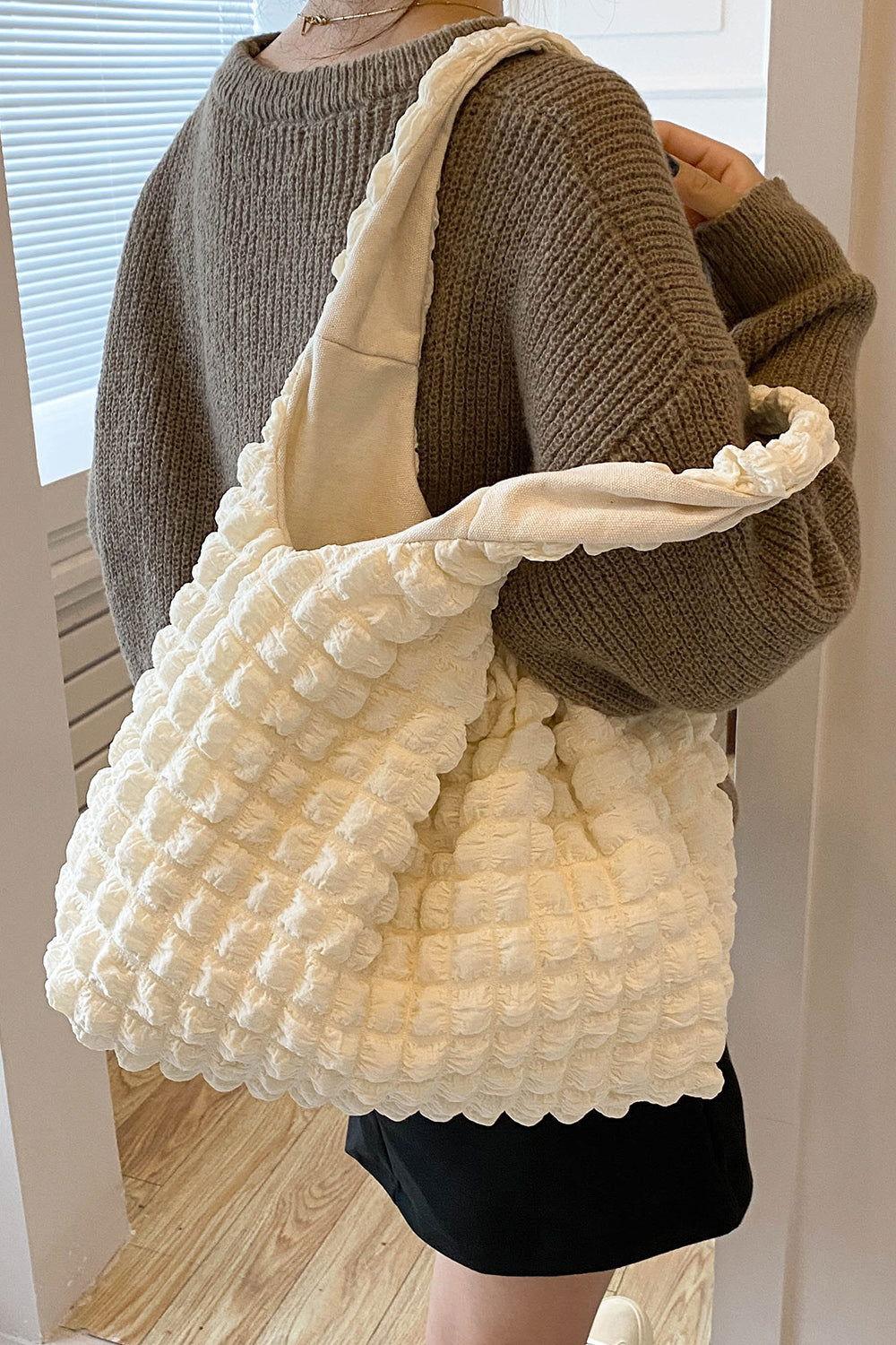 Ruched Polyester Large Handbag - Clothes For Her Online Store