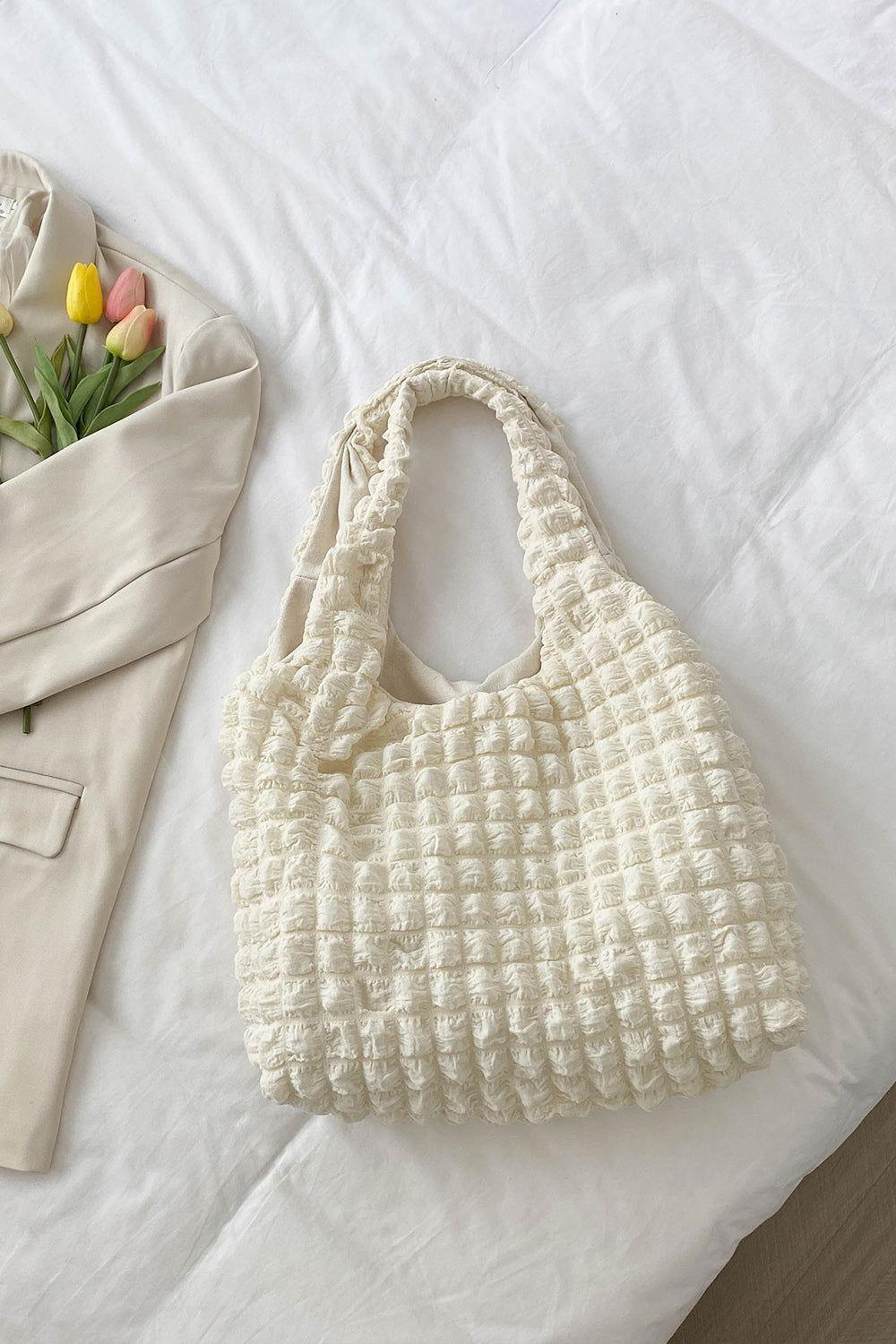 Ruched Polyester Large Handbag - Clothes For Her Online Store