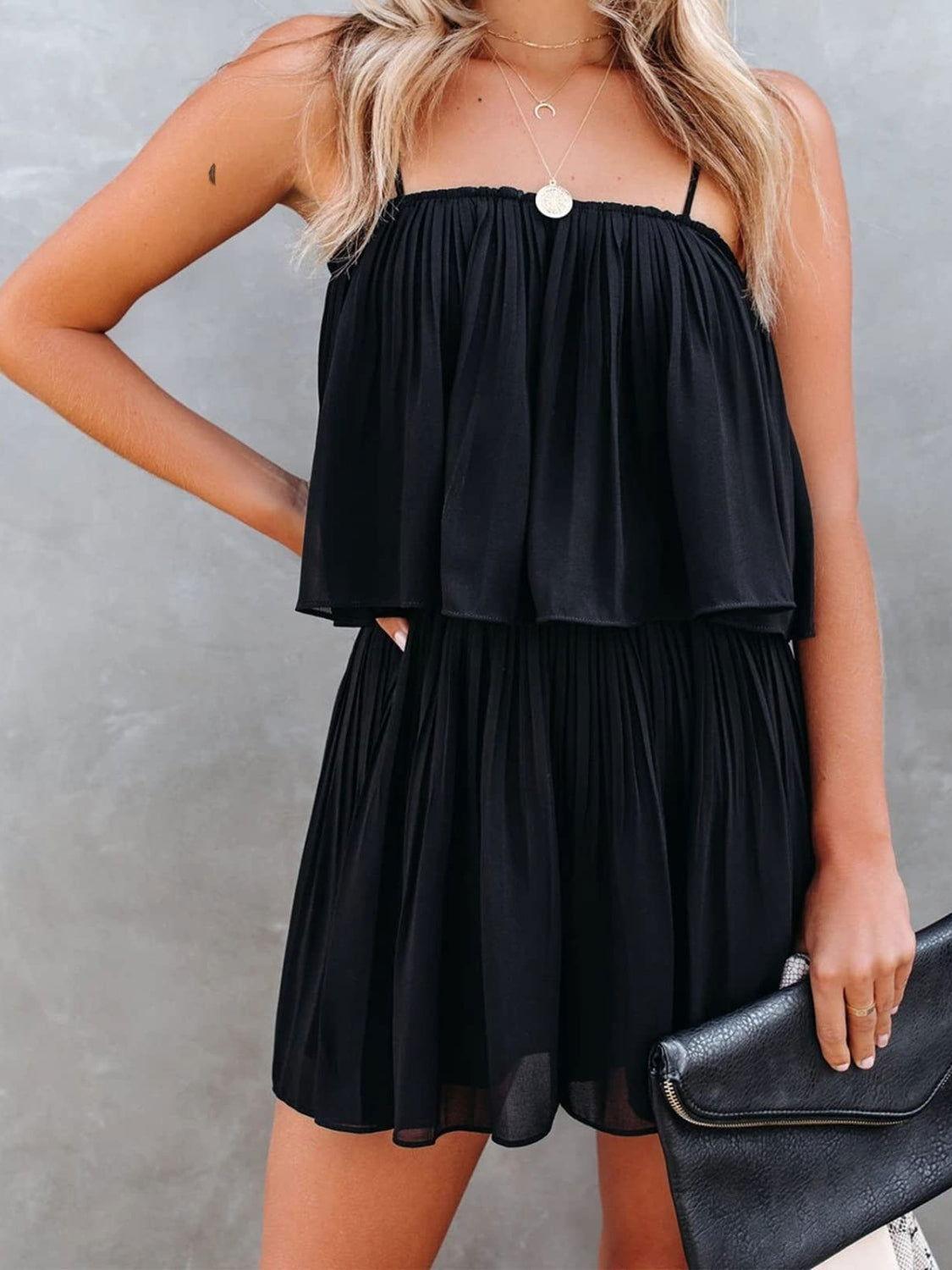 Ruched Spaghetti Strap Romper - Clothes For Her Online Store