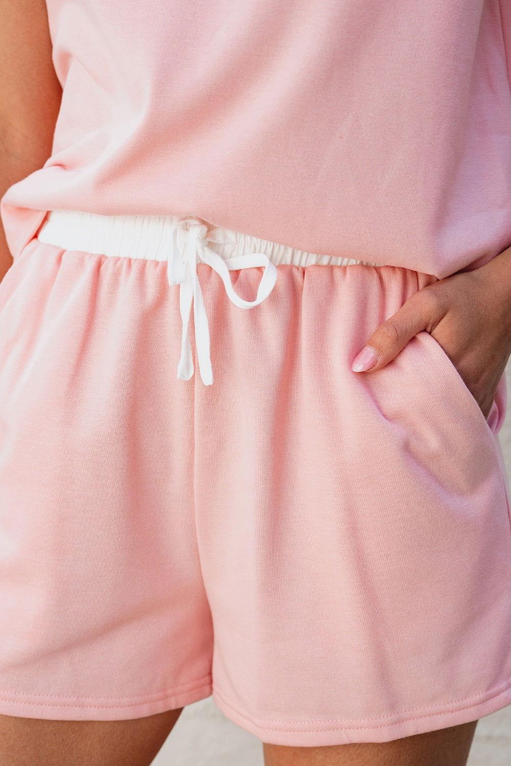 Ruffled Notched Top and Drawstring Shorts Set - Clothes For Her Online Store