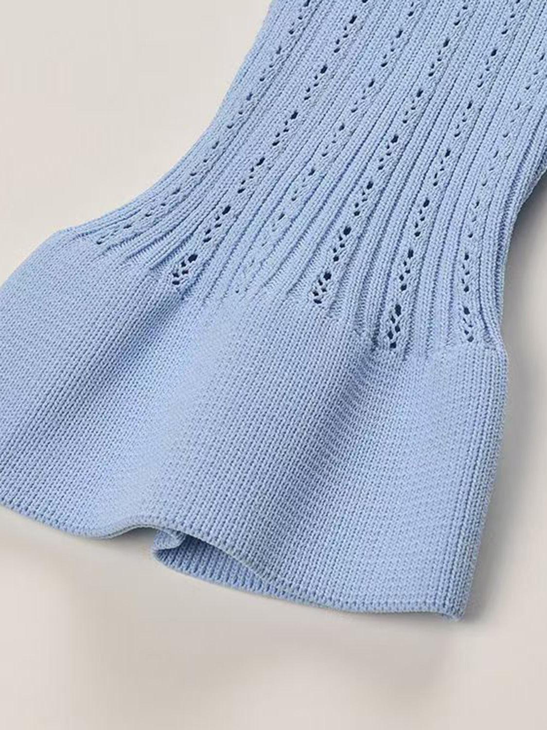 Ruffled V-Neck Top and Midi Skirt Sweater Set - Clothes For Her Online Store