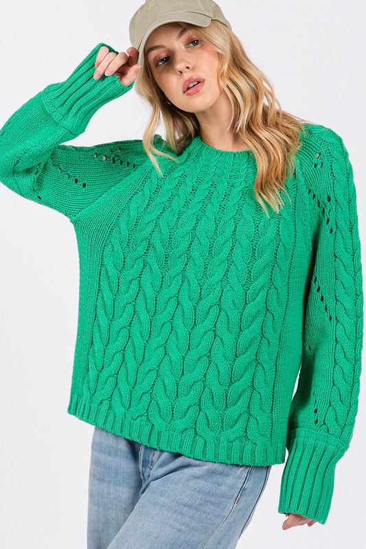 SAGE + FIG Cable-Knit Long Sleeve Sweater - Clothes For Her Online Store