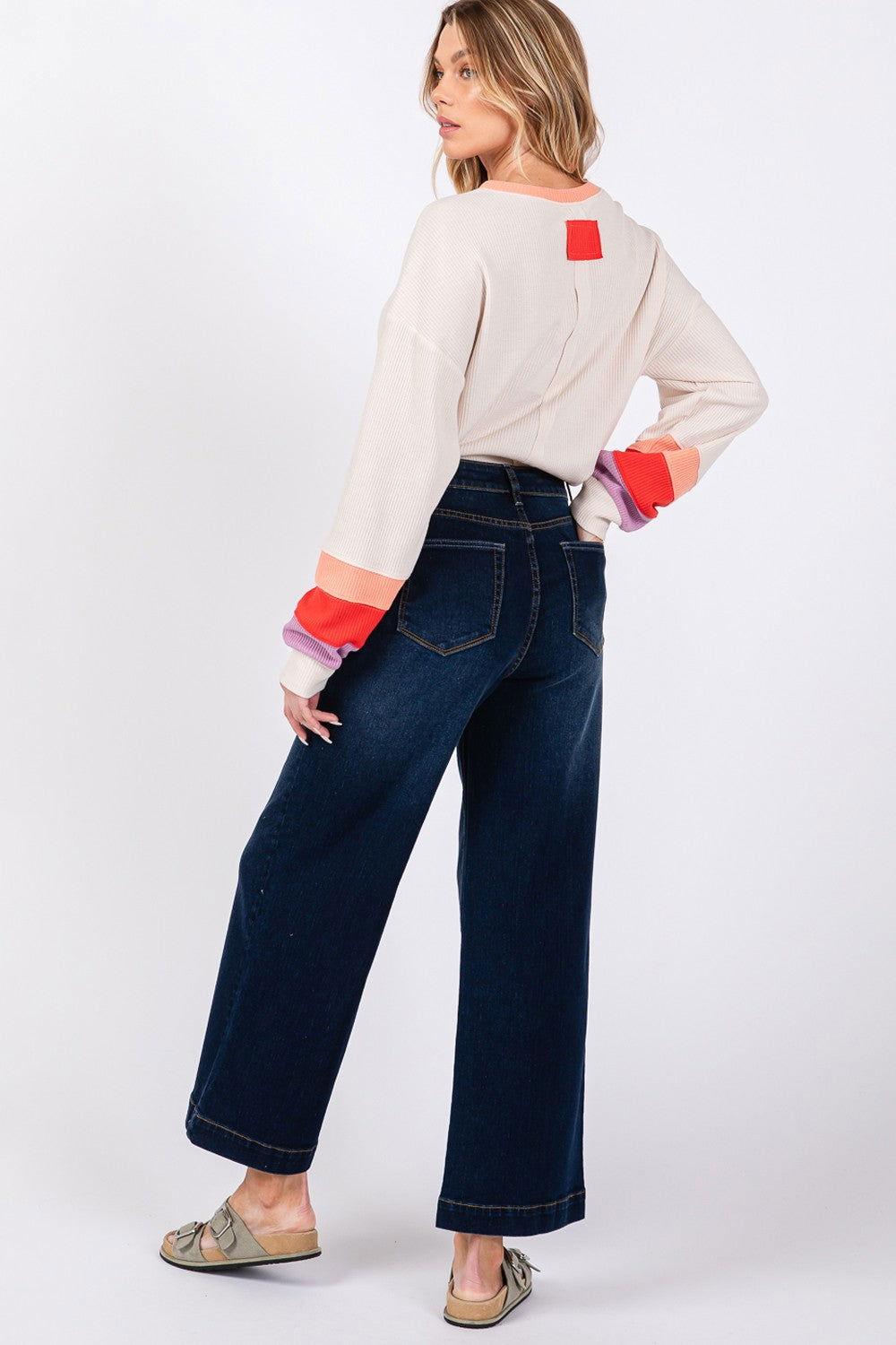 SAGE + FIG High Waist Wide Leg Jeans - Clothes For Her Online Store