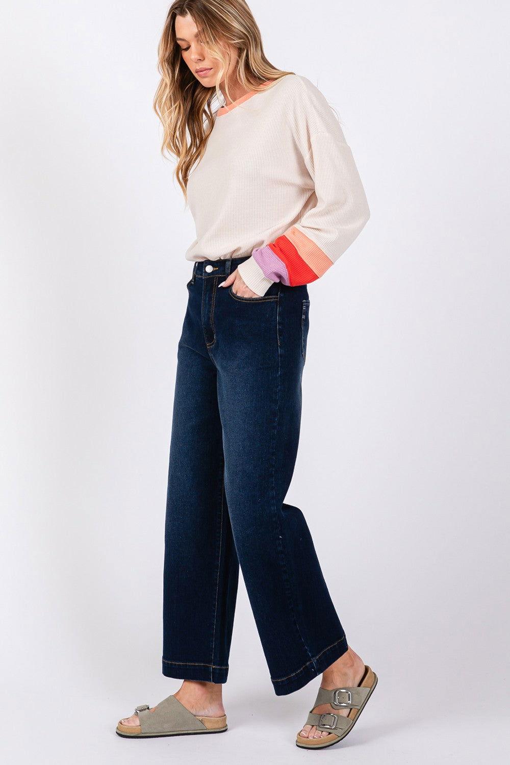 SAGE + FIG High Waist Wide Leg Jeans - Clothes For Her Online Store