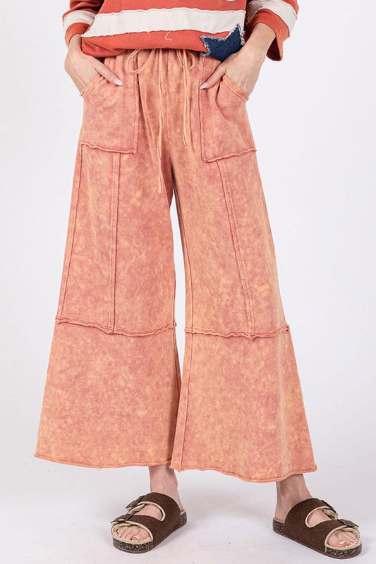 SAGE + FIG Mineral Washed Terry Wide Leg Pants - Clothes For Her Online Store