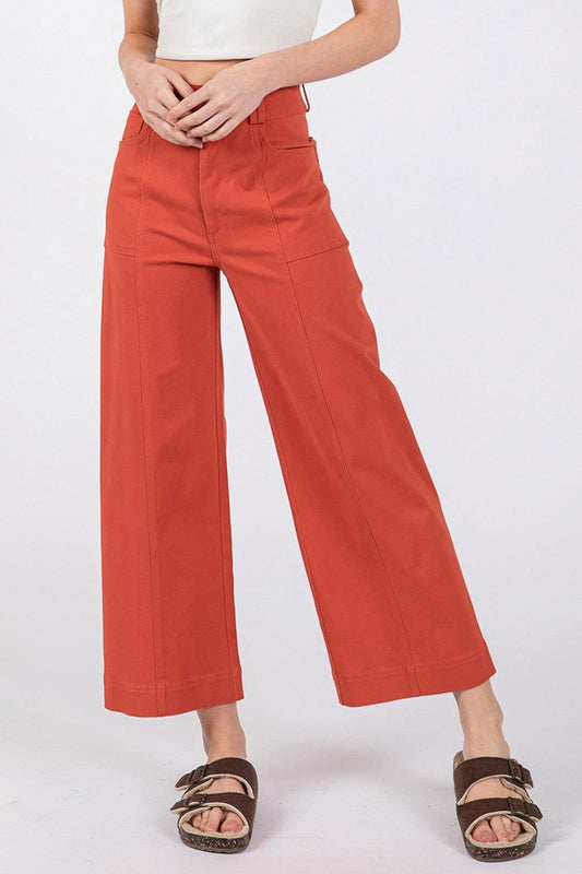 SAGE + FIG Wide Leg Cropped Pants - Clothes For Her Online Store