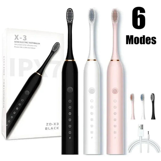 USB Rechargeable Tooth Brush for Adult 6 Clean Modes X-3 Sonic