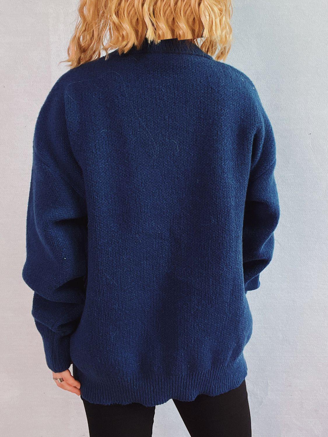 Santa Round Neck Long Sleeve Sweater - Clothes For Her Online Store