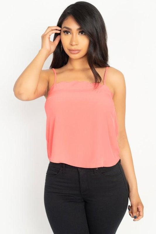Scallop Opening Cami Top - Clothes For Her Online Store
