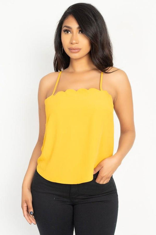 Scallop Opening Cami Top - Clothes For Her Online Store