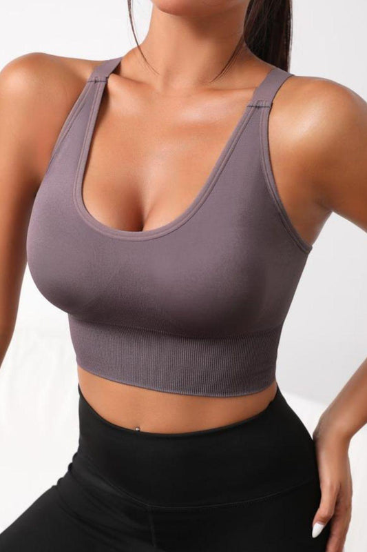 Scoop Neck Long Active Bra - Clothes For Her Online Store