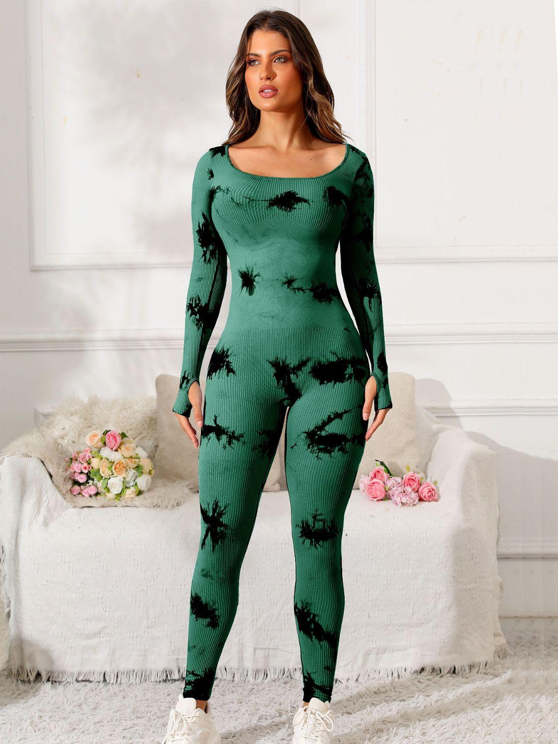 Scoop Neck Long Sleeve Active Jumpsuit - Clothes For Her Online Store