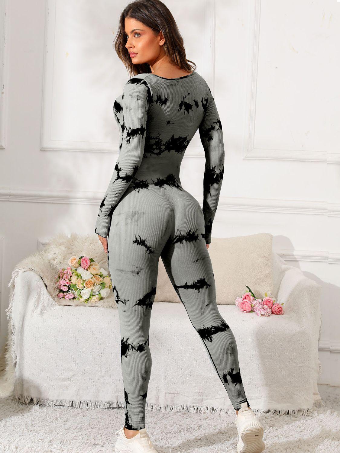 Scoop Neck Long Sleeve Active Jumpsuit - Clothes For Her Online Store
