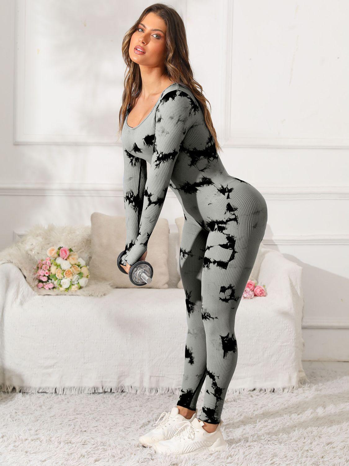 Scoop Neck Long Sleeve Active Jumpsuit - Clothes For Her Online Store