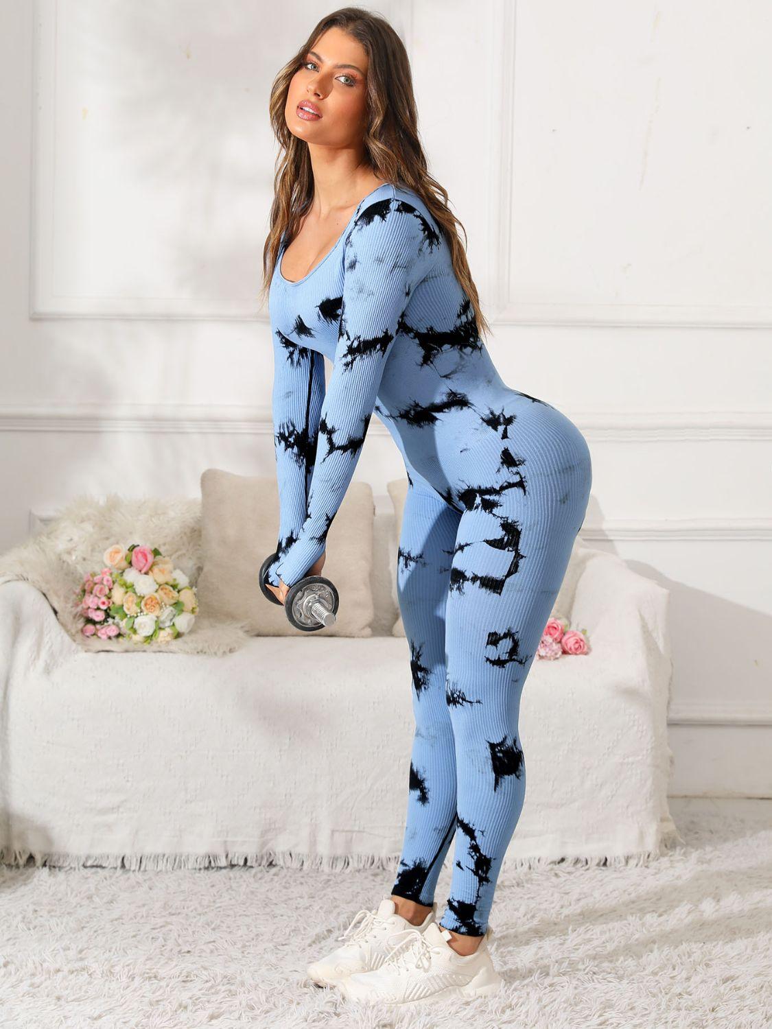 Scoop Neck Long Sleeve Active Jumpsuit - Clothes For Her Online Store