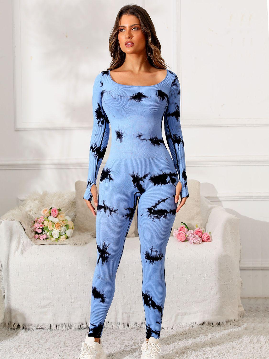 Scoop Neck Long Sleeve Active Jumpsuit - Clothes For Her Online Store