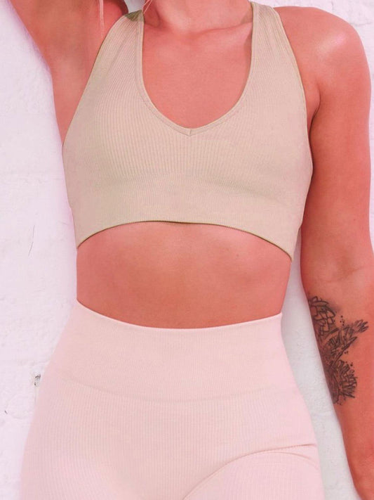 Scoop Neck Wide Strap Active Bra - Clothes For Her Online Store