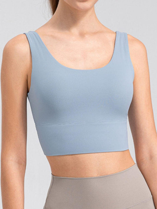 Scoop Neck Wide Strap Active Tank - Clothes For Her Online Store
