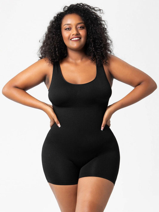 Scoop Neck Wide Strap Shaping Romper - Clothes For Her Online Store