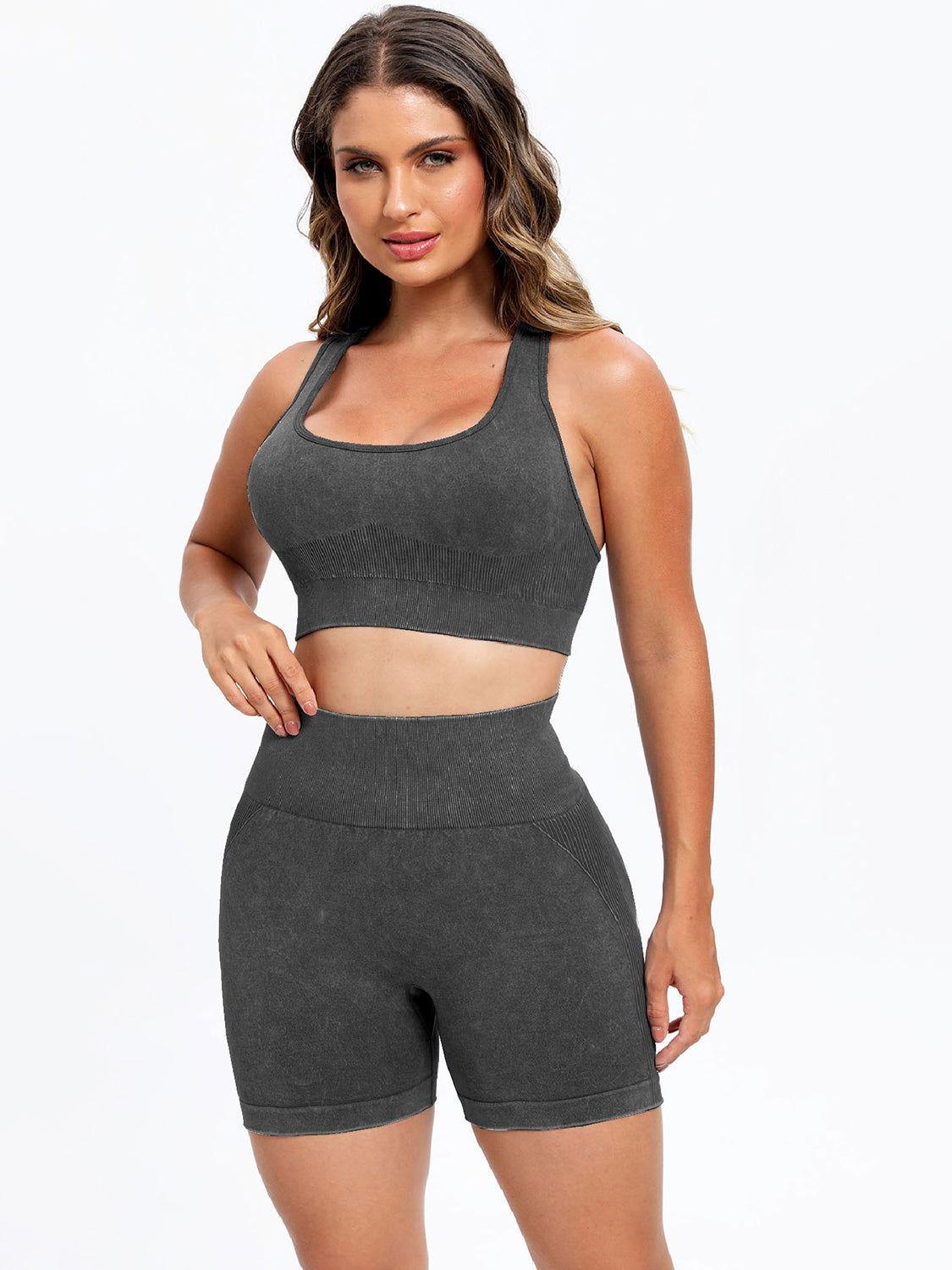 Scoop Neck Wide Strap Top and Shorts Active Set - Clothes For Her Online Store