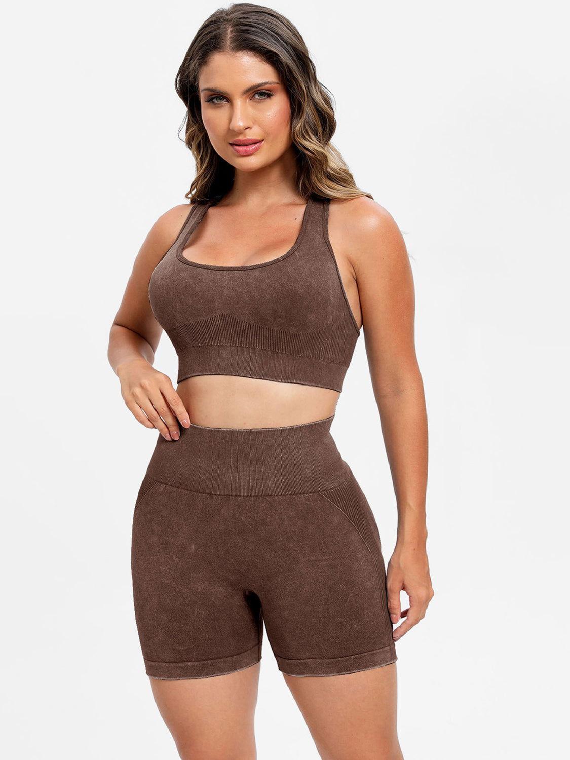 Scoop Neck Wide Strap Top and Shorts Active Set - Clothes For Her Online Store