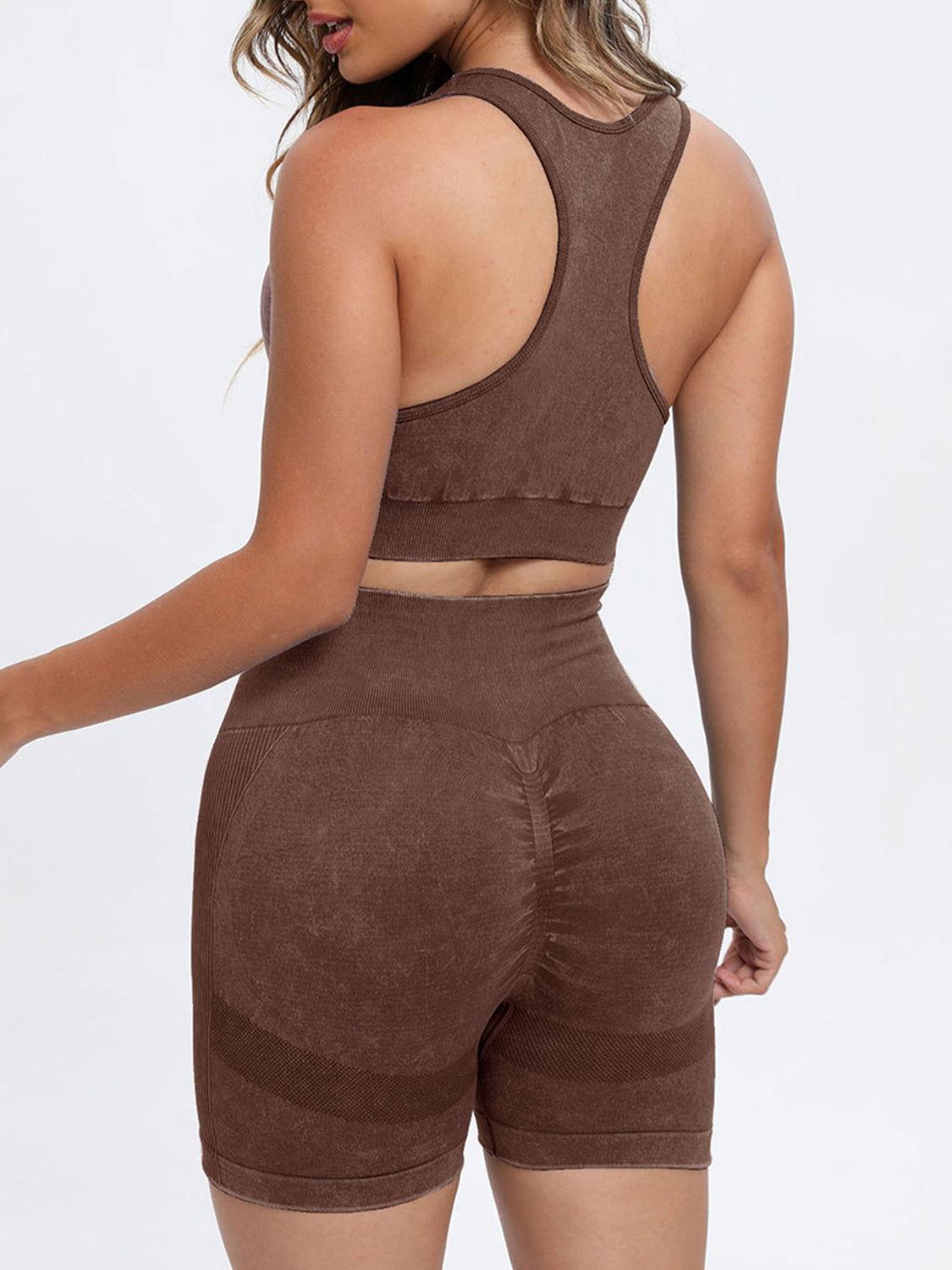 Scoop Neck Wide Strap Top and Shorts Active Set - Clothes For Her Online Store